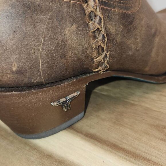 Lane Womens Plain Jane Braided Bootie Size 8 Brown Distressed - Picture 5 of 12
